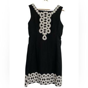 Lilly Pulitzer Adelson shift dress black  intricate silver embroidered detailing
